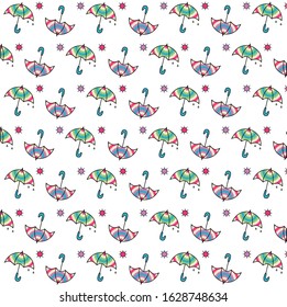Сolor patterns with cute umbrellas. Gradient colored umbrellas.