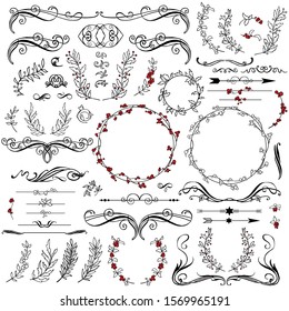 A lot of patterns for decoration. Frames, borders, dividers with mistletoe and other ornate patterns.