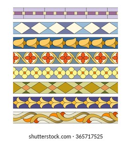 patterns of decorative elements for the stained glass borders