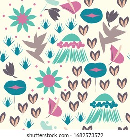 Colección de diseños de patrones de flores tropicales. Ilustración vectorial.