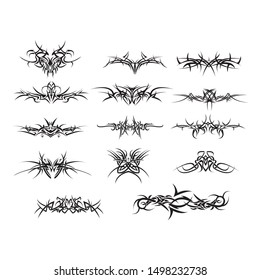 Patterns of designs tribal tattoo set. Fully editable EPS 10 vector illustration.