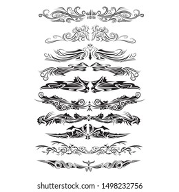 Patterns of designs tribal tattoo set. Fully editable EPS 10 vector illustration.
