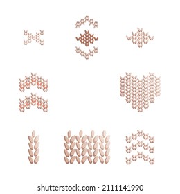 Patterns for embroidery. Heart and arrow, cross, rhombus. Detailed vector illustration.