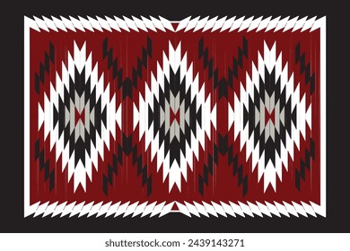 Patterns of ethnic fabrics, black, red, white, geometric designs for textiles and clothing, blankets, rugs, covers, vector illustrations.