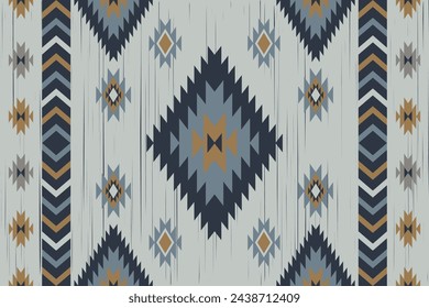 Patrones de tejidos étnicos, azul, azul cielo, amarillo, blanco, diseños geométricos para textiles y ropa, mantas, alfombras, cubiertas, ilustración vectorial.