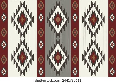 Patterns of ethnic fabrics, white, brown, black, yellow, geometric designs for textiles and clothing, blankets, rugs, decorative fabrics, vector illustrations.