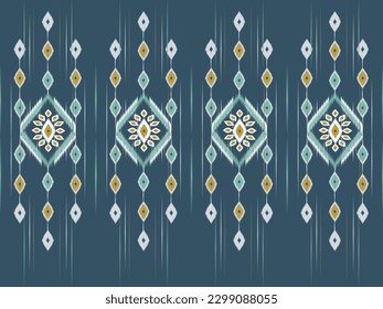 Patrones étnicos orientales iKat patrón de diseño tradicional para fondo alfombra de fondo tapiz de tela batik tejido textil tribal ilustración vectorial bordado estilo ikat para decoraciones caseras.