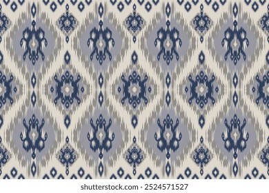 Patrones étnicos orientales ikat patrón diseño tradicional para el fondo de la alfombra de Fondo de pantalla de la ropa de tela de batik tribal textil Ilustración vectorial ikat estilo de bordado de impresión para decoraciones 