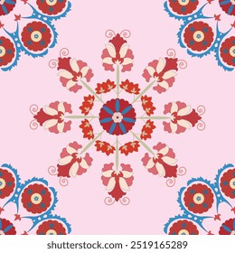 Patterns for fabrics were created using traditional Uzbek ornaments, suzani, or suzane. Digital patterns for the fashion industry.	
