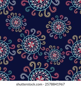 Patterns for fabrics were created using traditional Uzbek ornaments, suzani, or suzane. Digital patterns for the fashion industry.