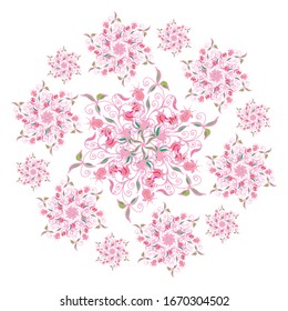 patterns, flower mandalas isolated on  white  background, for decoration and design. spring theme