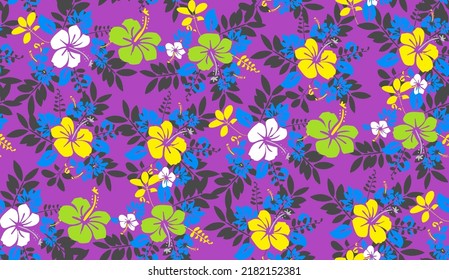 Patterns of flowers and leaves and stems with seamless patterns, vector illustrations, suitable for fabric printing designs.