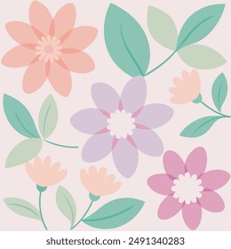 Patterns of flowers with pastel tones