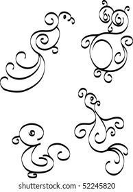 Patterns in the form of birds on a white background