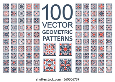 Patterns with geometric ornaments. Vector set of arabic seamless textures