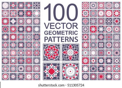 Patterns with geometric ornaments. Vector set of arabic seamless textures