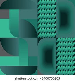 Patterns of geometric shapes, green shades