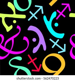 patterns with geometric shapes on a dark background, vector