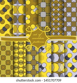 Patterns of geometric shapes. Set of seamless vector illustrations.