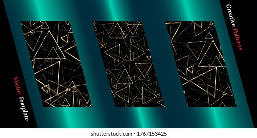 Patterns gold creative vectors triangle blue on a gold background