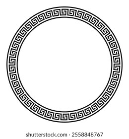 Patterns of Greece and ancient Rome. Vector round monochrome classic frame. Greek meander. Circle european border. Round antique border from Greek. Typical egyptian, assyrian and greek motives 