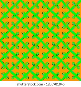 Patterns of green shades on an orange background
