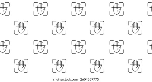 Patterns of hand symbols in a modern minimalist design throughout the background