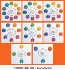 Patterns for infographics 3, 4, 5, 6, 7, 8, 9, 10 positions colorful 