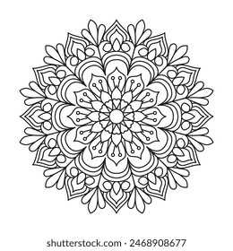 Patterns Kids Mandala Coloring Book Page for kdp Book Interior. Peaceful Petals, Ability to Relax, Brain Experiences, Harmonious Haven, Peaceful Portraits, Blossoming Beauty mandala design.