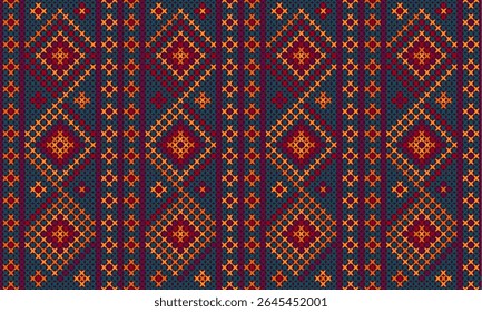 Patterns of knitting, embroidery, geometric squares, plaids, horizontal seamless