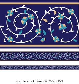 Patterns from legendary buildings of Samarkand city, Islamic culture pattern, the old school of artists, miniature. Oriental ornaments. 