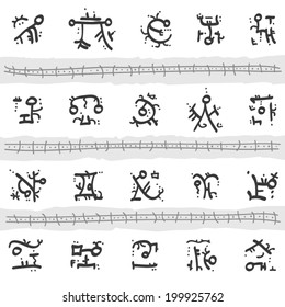 Patterns like hieroglyphics - shades of grey