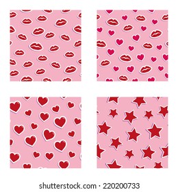 Patterns lips, hearts, stars