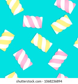 Patterns Marshmallows on pastel pink and light blue background