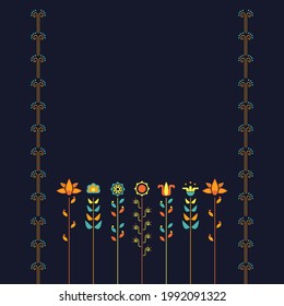 Patterns. Modern geometric abstract floral style. Set of vector illustrations on a floral summer motive. Flowers, plants, line, simple shapes. Perfect for a poster, cover or postcard.