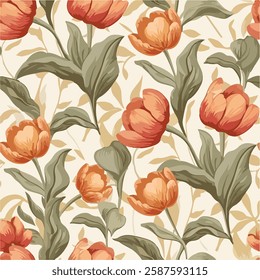 Patterns old style 50s 70s retro floral seamless pattern with colorful flowers illustration background.