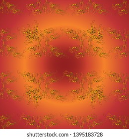 Patterns on orange and red colors. Abstract luxury background, ornament elegant invitation wedding card, invite, backdrop cover banner illustration. Seamless. Vector illustration.