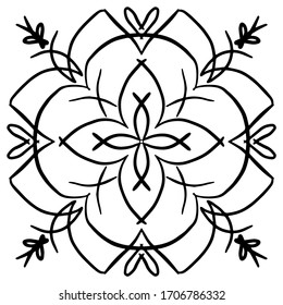 Сircular patterns. Oriental ornament, rosette in round. Abstract symmetry on white background. Sacred geometry, esoteric symbols. Use for fabric, textile, tiles, prints, designs, wrapping paper, color