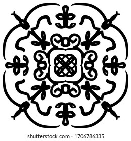 Сircular patterns. Oriental ornament, rosette in round. Abstract symmetry on white background. Sacred geometry, esoteric symbols. Use for fabric, textile, tiles, prints, designs, wrapping paper, color