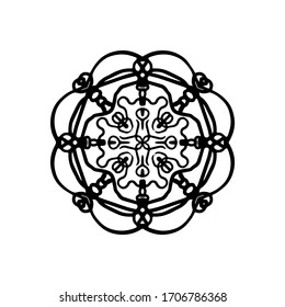 Сircular patterns. Oriental ornament, rosette in round. Abstract symmetry on white background. Sacred geometry, esoteric symbols. Use for fabric, textile, tiles, prints, designs, wrapping paper, color