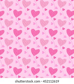 patterns  pink heart patterned dots in the background.
