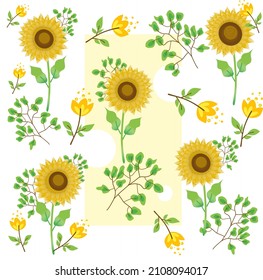 Muster nahtlose Sonnenblumen. Muster für Umschlag, Druck, Textilien, Postkarte, Grußkarte, Umhüllungspapier u.a. Vektorgrafik-Design