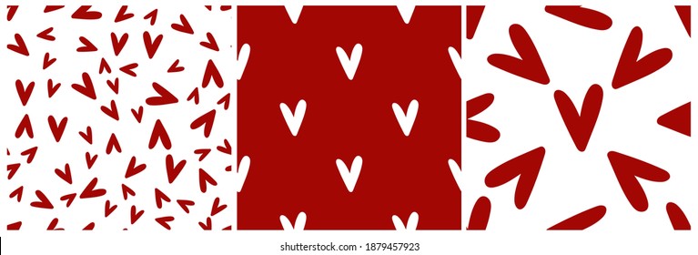Patterns semless with red heart, vector set on St Valentines day