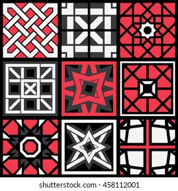 Patterns set with arabic geometric ornaments. Vector collection