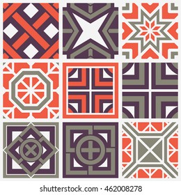 Patterns set with arabic geometric ornaments. Vector collection