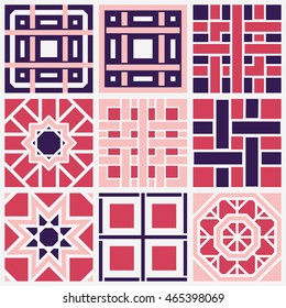 Patterns set with arabic geometric ornaments. Vector collection