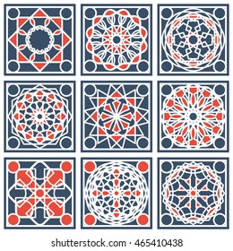 Patterns set with arabic geometric ornaments. Vector collection