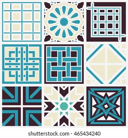 Patterns set with arabic geometric ornaments. Vector collection