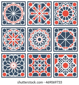 Patterns set with arabic geometric ornaments. Vector collection