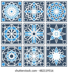 Patterns set with arabic geometric ornaments. Vector collection